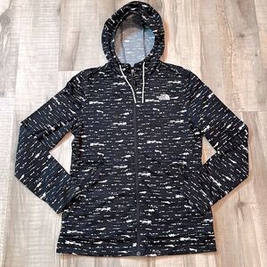 North Face zip hoodie size medium jacket black and white speckled
